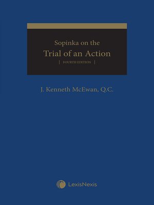 cover image of Sopinka on the Trial of an Action
